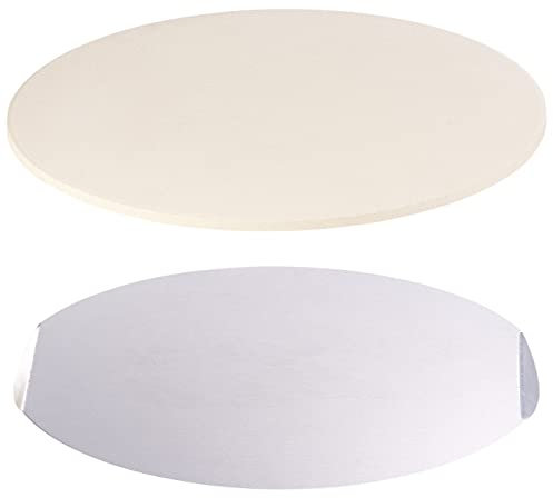 Cucina di Modena Pizzabacksteine: Runder Pizzastein mit Aluminium-Servierblech, Ø 33 cm (Steinbackofen-Pizza-Platten, Backofen Schamotte Steine, Grillplatten)