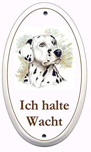Dalmatiner-Emaille-Schild-170 x 100 mm-oval-Hundeschild-Türschilder-Hund-Tiere-Email-Hinweisschild-Warnschild