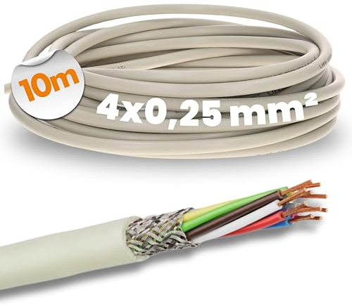 Lapp 10m LiYCY 4x0,25 mm² Geschirmte Steuerleitung - Datenleitung Grau | PVC Steuerkabel 4-adrig, MSR-Technik Signalübertragung, platzsparendes Verbindungskabel für Modellbau & Elektronik
