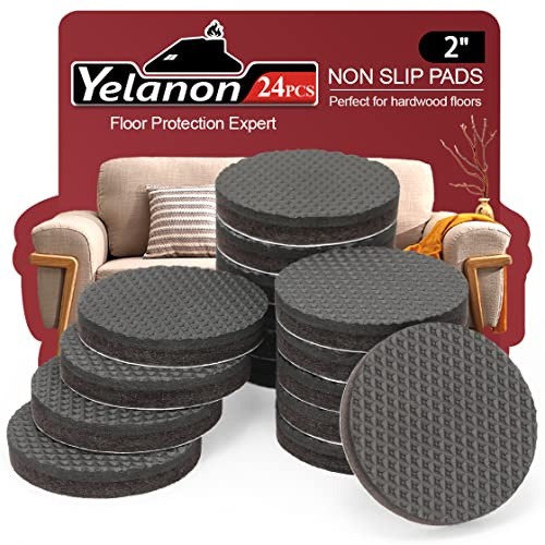 Yelanon 24Pcs Rubber Furniture Pads Floor Protectors for Legs | Anti Slip Pads Rubber Feet for Furniture and Chairs, Self Adhesive Gripper Pads Set for Hardwood Floors