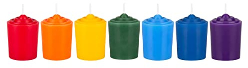 Mega Candles 7 pcs Unscented Chakra Votive Candles, Hand Poured Premium Wax Candle 15 Hours 1.5 Inch x 2.25 Inch, 100% Cotton Wick, Positive Healing Energy, Meditation, Relaxation, Reiki, Yoga