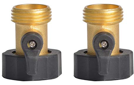 Hydro Master Heavy Duty Brass Shut Off Valves Garden Hose Connectors with Extra Rubber Seals 3/4 NH(2 Pack)
