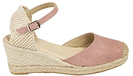 Alpargatas Cuña Cómoda Mujer Hechas en España - Sandalias Yute Natural | Plantilla Foam Acolchada, Cierre Hebilla y Tejido Técnico Transpirable - Zapatos Artesanales Cómodos para Verano y Caminar