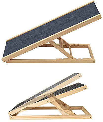 Hohe Traktion Hunderampe, Folding Tragbare Hölzerne Hunderampe für All Klein Groß Tiere - 70cm Lang und Verstellbar von 30cm Bis 40cm - Ausgelegt für 40KG - Leichte Hundeauto Rampen für Bett, Couch