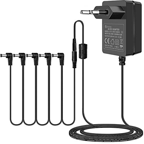 Gonine 9V 1.5A Gitarren Effektpedal Adapter Netzkabel mit Kabel 5-Wege Daisy Chain Kabel, Mittelnegativ, Kabel mit verlängerter Länge