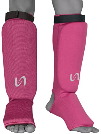 UFG Ultimate - Cloth Shin Instep Guard - Karate MMA Boxing Muay Thai Training Protection (Pink, S/M)