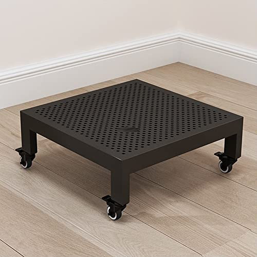 XSSS-ZC Eisen-Blumentopf-Basis, abnehmbares Tablett, dekorativer Blumenständer für Gartenbalkon im Freien, bewegliche Bodenstütze aus Gusseisen,Schwarz,40 * 40CM