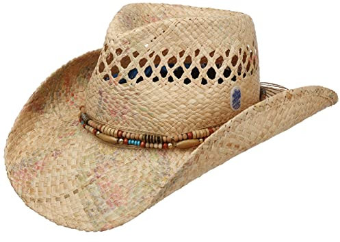 Stetson Arango Western Strohhut Naturfarben Hut 100% Stroh Cowboy-Style Damen Frühjahr bis Winter Natur S (54-55 cm)