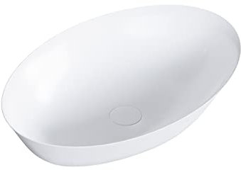 BERNSTEIN Ovales Aufsatzwaschbecken NT8531, 60 cm, Hochwertiger Mineralguss Solid Stone, Pflegeleicht und Farbbeständig, Weiß Matt, Geräumiges Handwaschbecken, Waschtisch