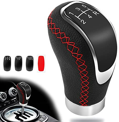 DREAMIZER Car Gear Shift Knob, Universal 5 Speed Manual Shifter Lever, with 3 Cap Replacement for 8mm 10mm 11mm 12mm Port Manual Automotive Gear Stick Shift Knob