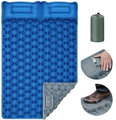 Cwrais Camping liggunderlag självuppblåsande uppblåsbar luftmadrass för utomhusbruk, ultralätta självuppblåsbara madrasser, vikbar liggmatta för resor, vandring, strand och backpacking (dubbel)