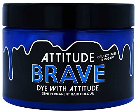 Attitude Semi-permanentes Haarfärbemittel l farbcreme für Cosplay, Karneval oder eine Mottoparty | Hairdye haarfarbe in Blau I VEGAN l Brave Blau 135ML | Mischbare Tönungen