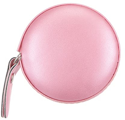 sourcing map Round Retractable Measuring Tape 150cm/60-inch Soft Leather Case Tailors Tape Measure Pocket Size for Body, Fabric, Sewing Measurements, Pink