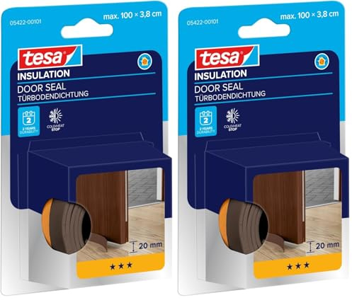 tesa moll UNIVERSAL Tür-zu-Boden Schaum (Packung mit 2 Stück, Weiß, Schaumstoff, Türdichtung, Türdichtungsband)