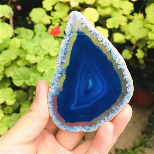 AtkitS Beau Dessous de Verre minéral en Cristal, Tranche d'agate en Cristal Bleu de Taille 70mm