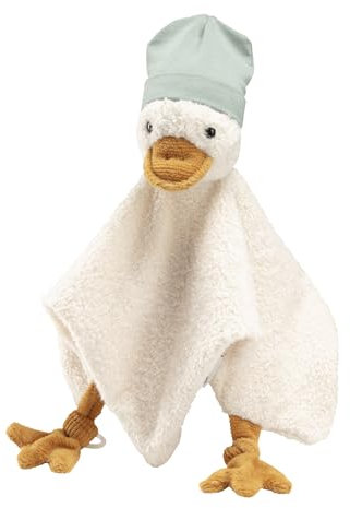 Sterntaler Schmusetuch, Kuscheltier, Trösterchen mittel Ente Edda Lou mit Beanie Mütze und Silikonring für Schnuller, Einschlafhilfe für Jungen und Mädchen