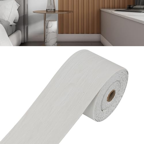 IGTOPS Frise autocollante - 10 cm - Frise murale autocollante - Plinthe en PVC flexible et imperméable - Décoration pour salon, chambre à coucher (10 cm x 10 m, grain de bois blanc)