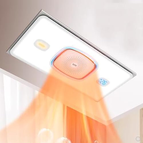 HAILM Exhaust Fan Bathroom Fan with Light Home Fan with Heater,6000 K Color Temperature Ice Blue Soft Ambient Lighting with Remote Control And Night Light