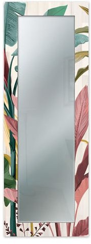 Lupia - Specchio da Parete Moderno MIRROR FANTASY BANANA LEAVES, Specchiera per Camera da Letto, Ingresso, Corridoio, Cornice Legno Stampata, Vetro Cristallo, 44x127 cm