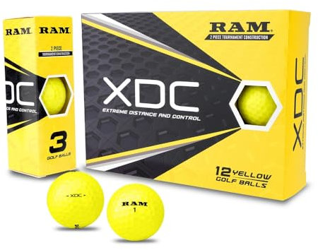 Ram Golf XDC Extreme Distance and Control Golf Balls, Yellow, 12 Pack