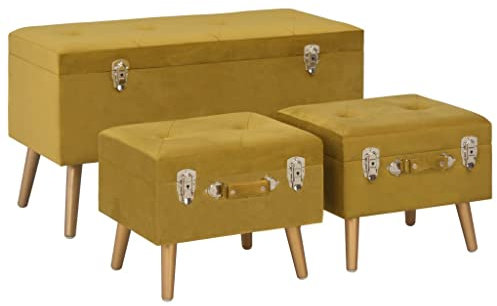 Willood Hocker mit Stauraum 3 STK. Senfgelb Samt