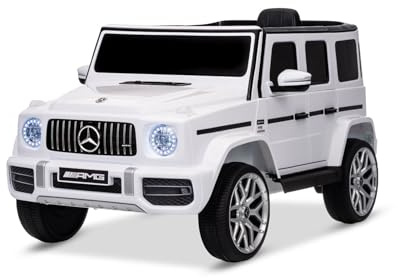 Elbil för barn Mercedes G Klass 2025, vit, litiumbatteri, elfordon för barn 2–5 år med 2,4 GHz fjärrkontroll, MP3/USB/bluetooth, främre och bakre upphängning