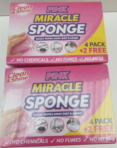 Miracle Cleaning Sponge, 12 Pack, Pink, Stain Remover, Kitchen Cleaner