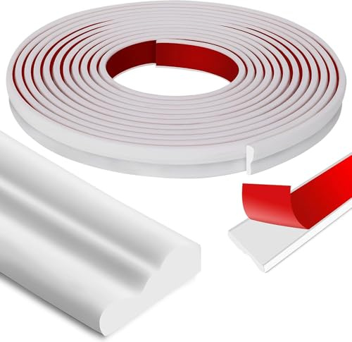 20 Ft x 1.6''/6.1Mx4CM Self Adhesive Wall Decoration Molding Trim | 3D Chair Rail Panel Molding - Flexible DIY Wall Trim