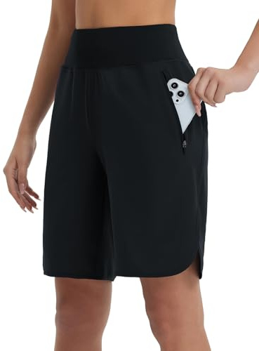 baleaf dam 25 cm sportshorts långa löparbyxor korta löpshorts snabbtorkande, svart, XL