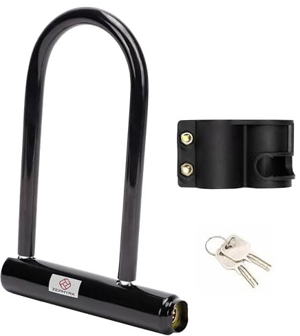 ZEPHYRA - Lucchetto Bici a U con Supporto e 2 Chiavi - Antifurto Bicicletta Ultra Resistente - Sicurezza per Moto e Monopattino