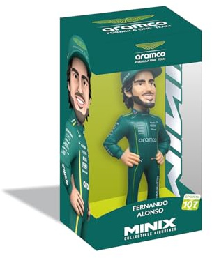 MINIX Bandai Figura de colección 12 cm, Aston Martin, Fernando Alonso, Coleccionables para Exhibición, Idea de Regalo, Juguetes para Niños y Adultos, Fans De Fórmula 1 (MN19359)