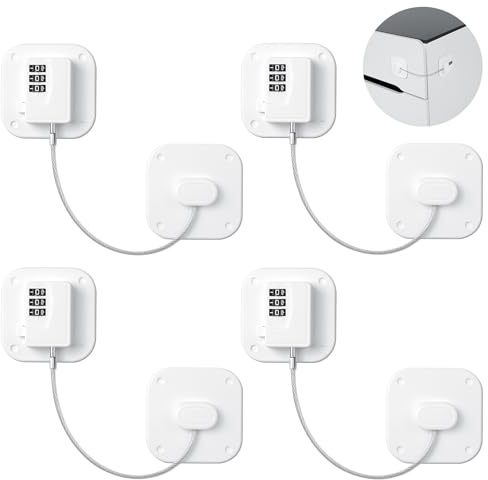 AiQInu Kühlschrank Schlos Ohne Bohren, Kindersicherung Schranksicherung mit Digitalem Passwort, Fenster Sicherungen Kinder, FüR Kühlschränke, Waschmaschinen, Schränke, Fenster（4PCS)