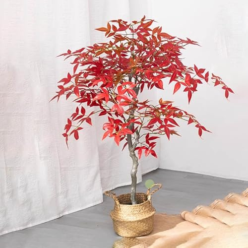 JYBNBBE Cerisier Artificiel en Fleurs, bonsaï, érable Rouge Artificiel, érable Japonais décoratif en Pot pour la décoration de la Maison, décoration d'intérieur et d'extérieur,One Color-130cm/51.2in