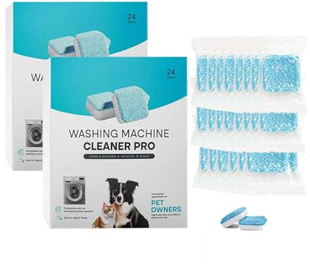 Waschmaschinenreiniger Tabs, 24 Stück Waschmaschinenreiniger Extra Stark Gegen Geruch & Kalk, Waschmaschinen Reiniger Tabs mit Tiefenreinigung Formel für Haustierbesitzer (2, 24 pcs)
