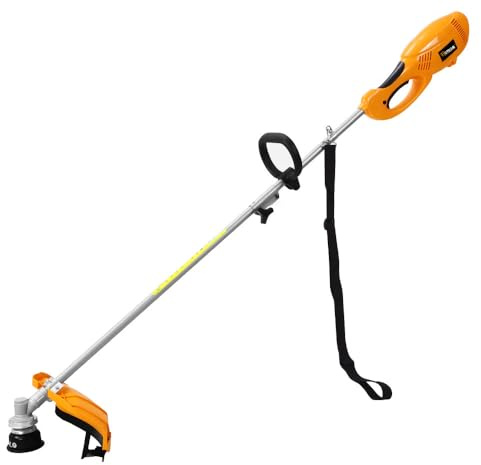 Hoteche Decespugliatore elettrico da 1000 W, 10500 giri/min, 350 mm, asta a 2 pezzi, arancione e nero, scatola colorata