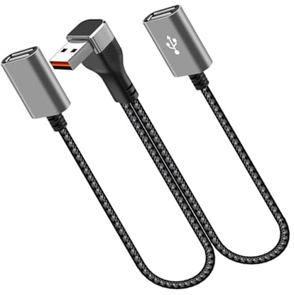 FHGSPQWM Sdoppiatore USB in lega di alluminio, lunghezza 25 cm, USB maschio a femmina, supporta la ricarica simultanea per due dispositivi, cavo dati di ricarica rapida per auto