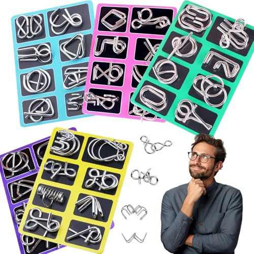 Montessori Metallisches Denkspielzeug, Montessori Metal Puzzle Für Erwachsene, 24-Teiliges Metall Puzzle Set Zur Förderung des Räumlichen Denkens (5PCS)