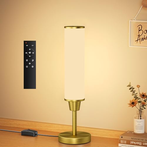 pekipe Tischlampe mit Fernbedienung, Nachttischlampen, Tischlampen für Wohnzimmer, Schlafzimmer, einstellbare Helligkeit und Farbtemperatur, dimmbare kleine Lampe für (Gold)