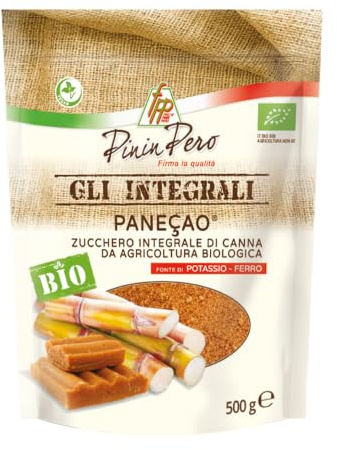 Pinin Pero Zucchero Integrale di Canna Bio Panela 500 g – Paneçao – Fonte di Potassio e Ferro – Ottenuto da Succo di Canna da Zucchero – Doypack Richiudibile