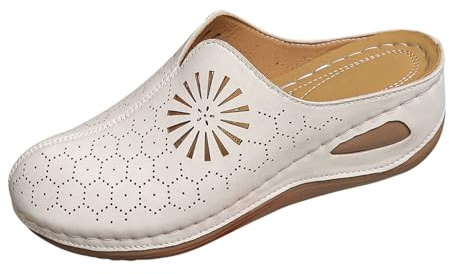 Generico Vita Sommarplatta Sandaler Dam - Bekväma Eleganta Bröllopstofflor Kvinnor Silver T Tvättbar Pool Tofflor Speciella Gummitofflor Låga Vilande Skor Sommar Går Tofflor, Beige, 36 EU