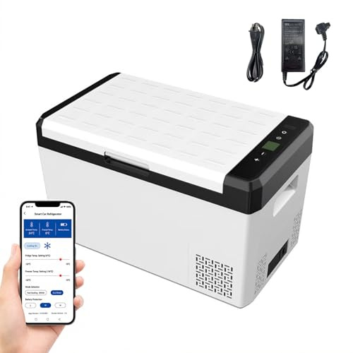 25L Kompressorkylskåp 12V, Liten Bärbar Kylbox, Bilkylskåp, 12/24V DC & 110/220V AC, 10°C till -22°C, för lastbil, husbil, minibuss, SUV, camping, resor