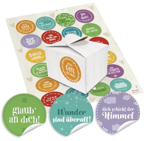 Logbuch-Verlag 24 kleine Gastgeschenke Schachteln 8 x 6,5 x 5,5 cm + bunte Sprüche Aufkleber - Mini Geschenkverpackung Geburtstag Fest