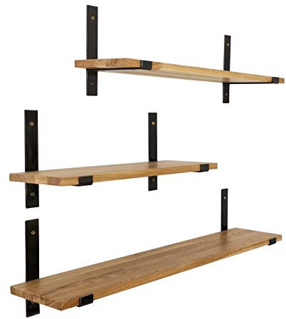 1 BestLoft® Wandregal Coral aus Eiche - Wandboard geschlossen und offen (60cm, Eiche offen)