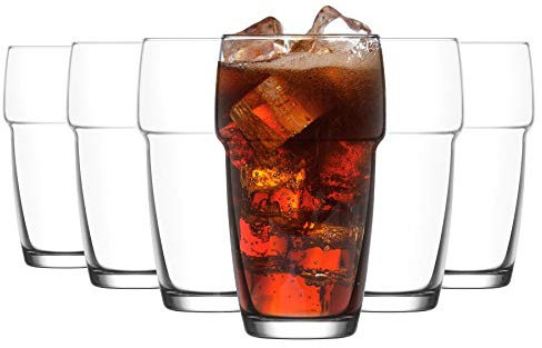 Argon Tableware Apilado apilado Highball Glasses - Jugo Agua Moderno Vaso de cerveza Vasos de cóctel - 340ml - Claro - Pack de 6