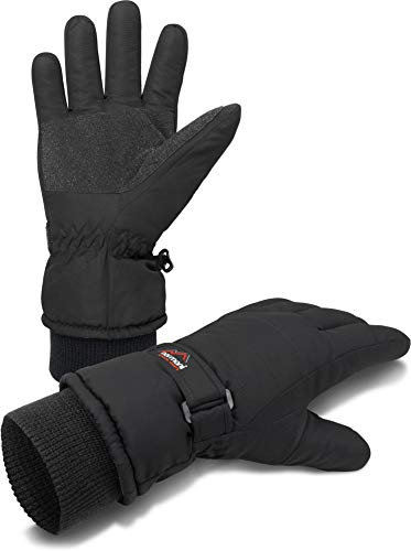 normani wasserdichte Snowboard- und Skihandschuhe/Winterhandschuhe mit warmen Fleece Innen für Damen und Herren Farbe Schwarz Größe L