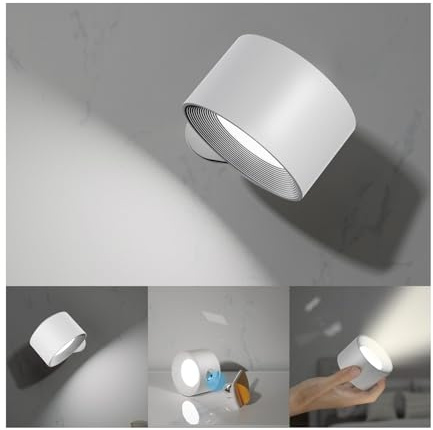 Koopala LED Wall Sconces, Wall Mounted Lamps with Rechargeable Battery Operated Dim 3 Brightness Removable Charging 360°Rotate Magnetic Ball, Cordless Wall Light for Reading Study Bedside Hallway