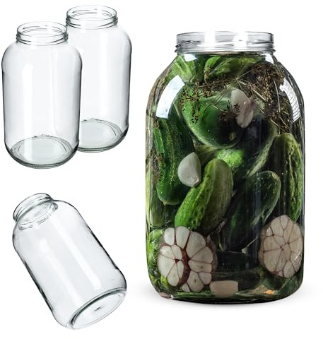 KADAX Bocaux en Verre de 4 L, Bocaux avec Couvercle Hermétique de 100mm pour la Conservation et la Fermentation, Bocaux pour Cornichons (sans Couvercles, Lot de 2)