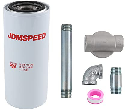 DICMIC 1200KTF7018 Fuel Filter Spin-on Particulate Replacement for Transfer Pump FR112 FR1210G FR610G 18 GPM 3/4 with 1200KTG9075 Filter Head and 3/4” ST Elbow and 3/4 x 7” Nipple