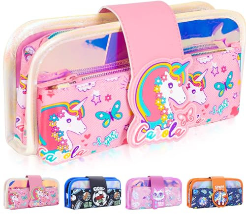 PinkSheep Große Einhorn Federmäppchen mit Reißverschluss, große Kapazität Stift Tasche Make Up Tasche mit mehreren Fächern, Schule Büro Schreibwaren Veranstalter für Mädchen Studenten Frauen Geschenke