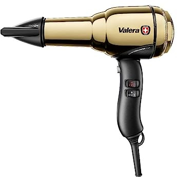 Valera, Swiss Steel Master Light, professioneller Haartrockner aus goldfarbenem Stahl, leichter Föhn mit leistungsstarkem Motor, 3 Temperaturstufen, Ionen-Generator, 2100 W